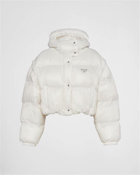 prada puffer jacket white|prada cropped cashmere down jacket.